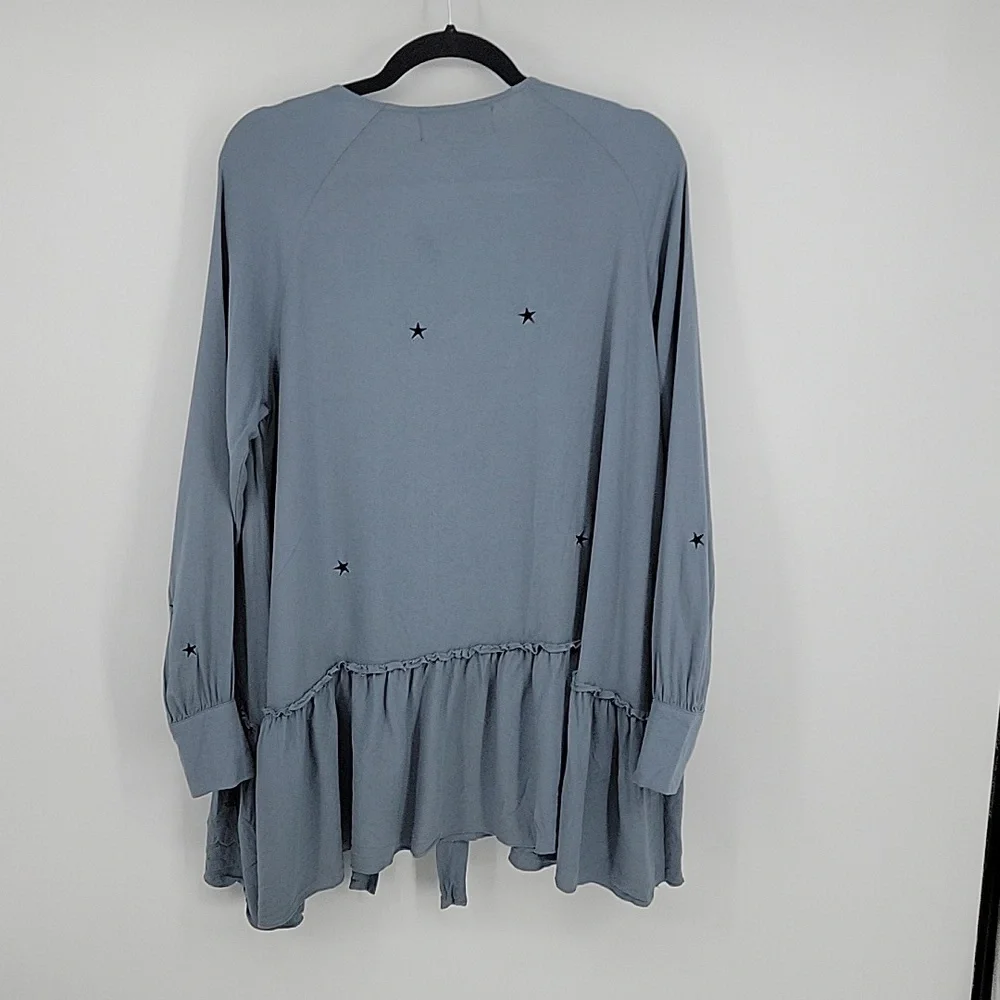 Wildfox Scattered Star Embroidery Mini Dress Grayish Blue‎ Size XS
